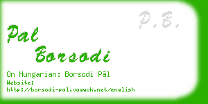 pal borsodi business card